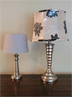 (2) Brushed Nickel Table Lamps with Shades