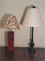 (2) Lamps: 1- Red Metal w/ Beaded Shade, Plus