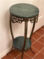 Brass and Marble Plant Stand, 26in T, 1/2