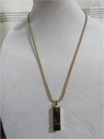 GOLD TONE CHAIN WHISTLE WITH FLORAL DESIGN