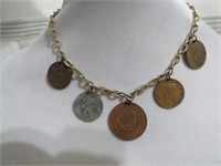 UNIQUE FOREIGN COIN NECKLACE 15 INCH