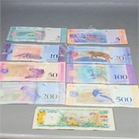 World paper currency-8 Venezuela, 1 Bahamas