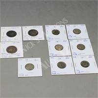 U.K- 10 assorted silver coins .500- .925 silver