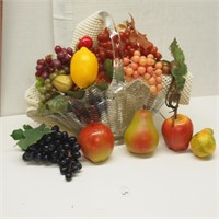 Glass Fruit Basket and Fruit