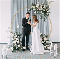 HUGE 7.2 FT Gold Metal Wedding Arch, Round Stand