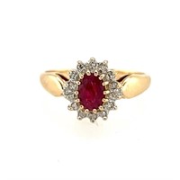 9ct Y/G Ruby & Dia ring