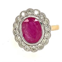 14ct ruby (3.14ct) & diamond ring