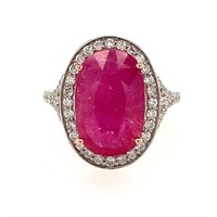 14ct rose gold ruby & diamond ring