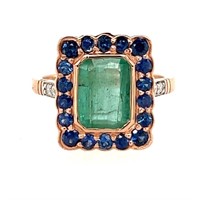 14ct r/g emerald & sapphire ring