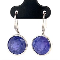 14ct w/g tanzanite & diamond earrings