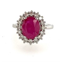 14ct w/g ruby & diamond ring