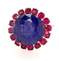 14ct r/g tanzanite & ruby ring