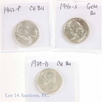 Early Washington Silver Quarters - BU? (3)
