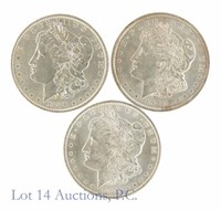 1885-o, 1889, 1921 Morgan Silver Dollars