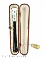 C 1910 Sterling & Porcelain Cigarette Holder, Case