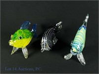 Murano (Style) Glass Fish Art Sculptures (3)