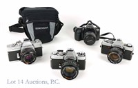 4 Minolta SLR Cameras SRT201, XD11, XG1, Maxxum