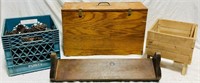 Beehive, Wood Crate, Wood Decor & Pinecones