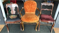 Lot of 3 chairs; 1 c.1850 w/needlepoint seat cover
