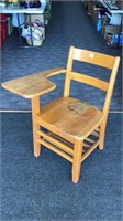 Solid wood vintage school desk. Seat is large