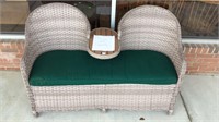 Plow and Hearth patio love seat with table. Very