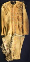 AMERICAN INDIAN MADE RAWHIDE PRARIE COAT & QUILLED