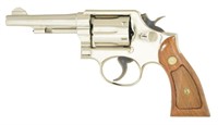 NICKEL PLATED SMITH & WESSON MODEL 10-5 REVOLVER.