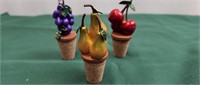 (3) Cork Fruit Wine Stoppers (S-19)