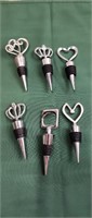 (5) Heart Shaped (1) Square Wine Stoppers (10)