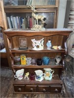 Wall Display Shelf, Brass Deer, Ceramic Decor