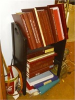 2 Reverse Painted Lamps, 4 Wall Shelves, Books