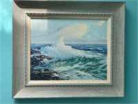 Signed Ocean Scene Oil Painting on Canvas