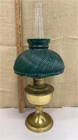 Brass Aladdin oil lamp w/ green shade & original