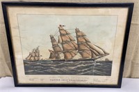 Framed litho ‘Clipper Ship Sweepstakes’ approx