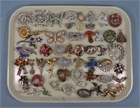 (55) Vintage Costume Jewelry Brooches
