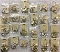 Lot of 50 Gold and Silver Earrings w/Bling