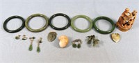 Jade, Stone Bangle Bracelets + Carving
