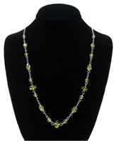 Sterling silver 18" peridot bead necklace
