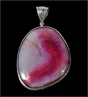 Sterling silver large agate pendant, approx.