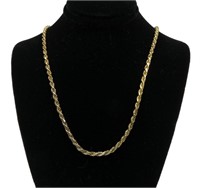 Sterling silver 23" gold wash rope chain,