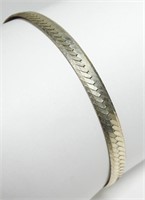 Sterling silver 7.75" incised serpentine bracelet,