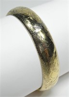 Silver plated gold wash hinged bangle bracelet,