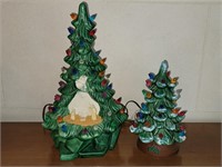 2 vintage ceramic Christmas trees