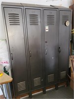 Bank of 4 metal lockers