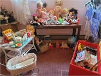 Toy box and vintage toys