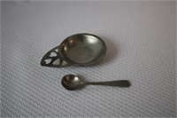 Small Pewter Dish with Spoon