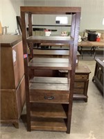 Shelving unit with drawer.  75 in h x 28 in w x