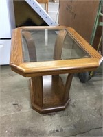 Glass top side table.  In good condition.