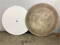 Two round outdoor table tops only (both are
