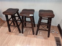 (3) Wood Stools